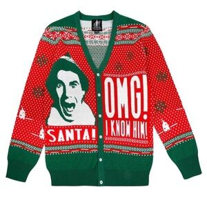 ELF Red and Green V-Neck Sweater